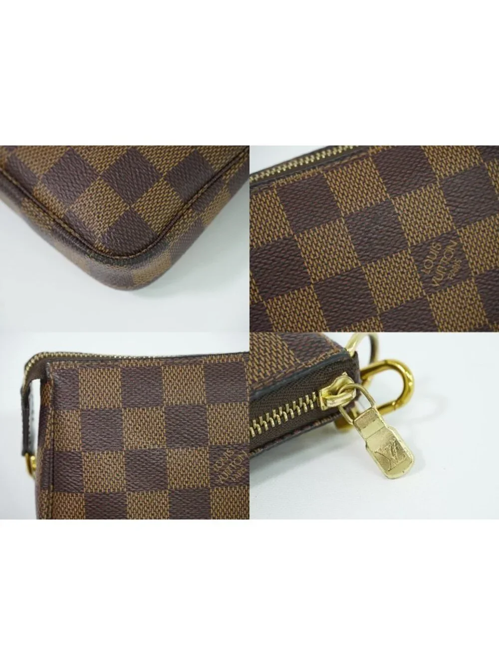 Louis Vuitton LV Mini Pochette Accessoires Damier Ebene Handbag Pouch Brown